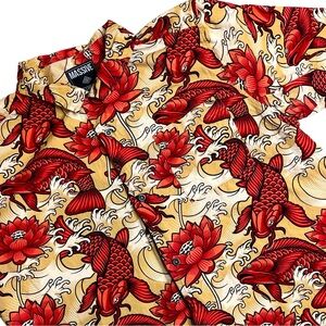 Massive Mens Hawaiian style Koi Fish Short Sleeve‎ Shirt Size Large *Read*
